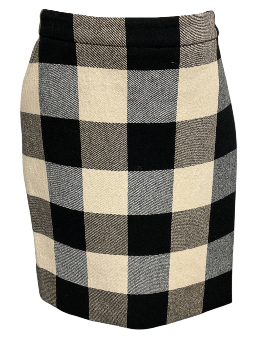 AKRIS PUNTO BLACK / CHALK GINGHAM CHECK SKIRT